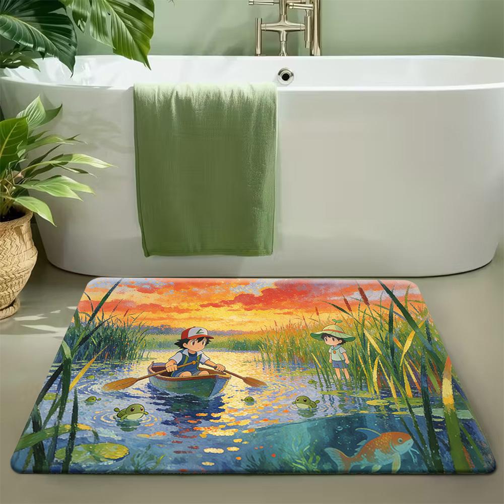 Pokemon Umbreon Watercolor Print Non-Slip Doormat, Absorbent Floor Mat for Home Decor