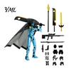 Bamboo Hat Man Figurine Chinese Swordsman Action Figure with Accessories, Multi-Joints Movable Display Ornament Cloak Figurine, Articulated