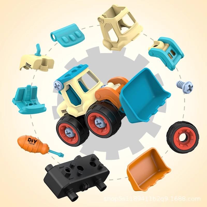 Construction Vehicle Toy Kit DO IT YOURSELF Engineering Truck Set Battery-Free Mini Excavator Model Birthday Infant Shower Gift Idea ideal for Boys