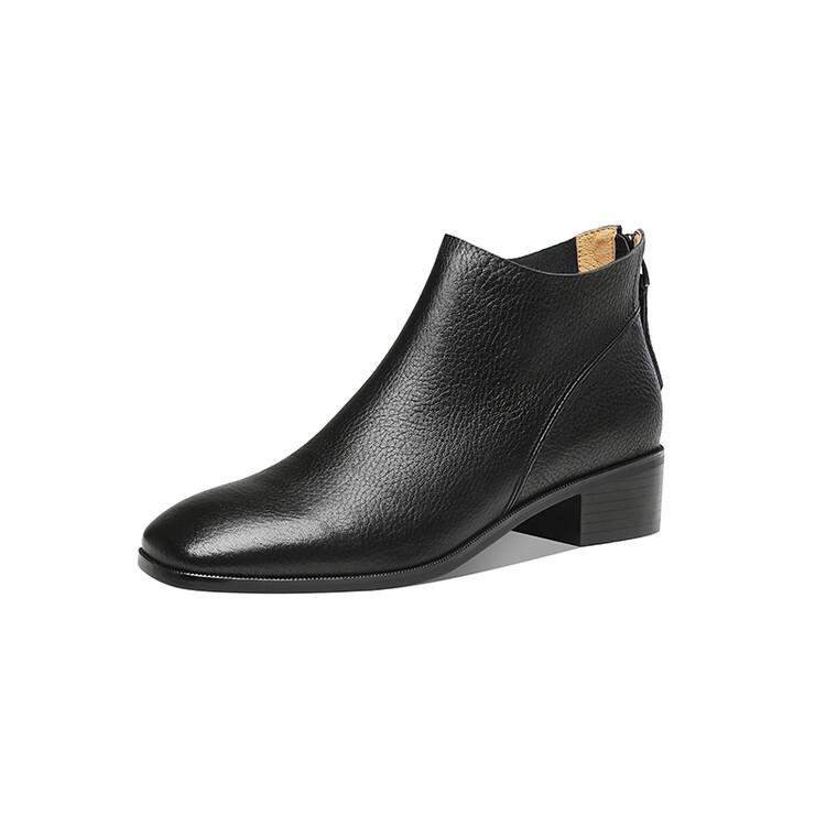 Модные новые осенние женские ботинки из натуральной кожи, повседневные короткие ботинки для женщин, модные ботинки на массивном каблуке, женская обувь, лаконичные ботильоны