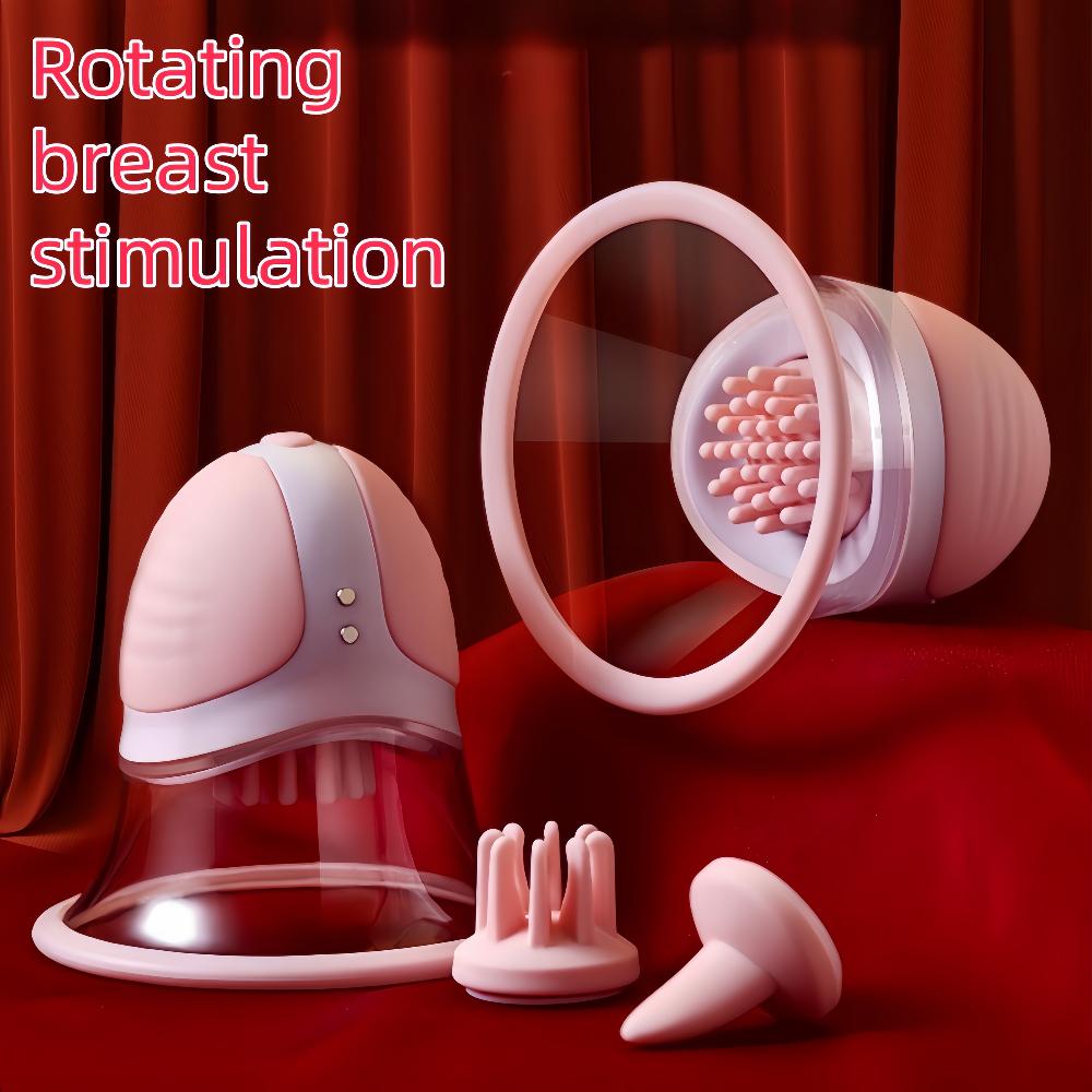 Вакуумный вибратор для увеличения груди, вращающийся, с функцией лизания языком, вакуумный насос, массажер для груди, стимулятор сосков, мастурбатор, секс