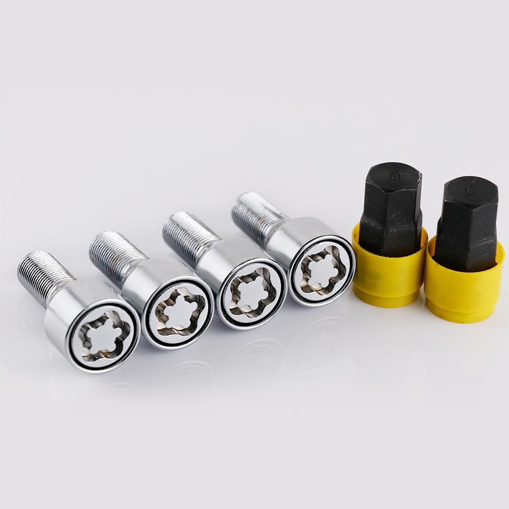 4+2 M14X1.25 Anti-theft Security Steel Wheel Lock Locking Bolts 28mm Shank Fit BMW X3 X5 X6 5 7 Series Mini R50 R52 R53