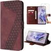Case for Xiaomi Redmi Note 12 Pro Plus 5G - Red - PU Leather Folio Case - Adjustable Stand - 2 Tempered Glasses