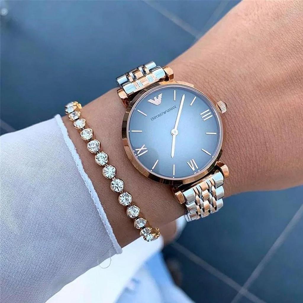 Emporio Armani AR1725 Ladies Watch Gianni T-Bar Two Tone