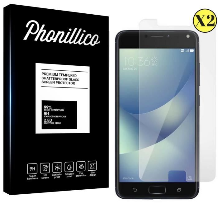 Screen Protector - Phonillico® - Asus Zenfone 4 MAX ZC520KL - Pack of 2 - Ultra-resistant - Black