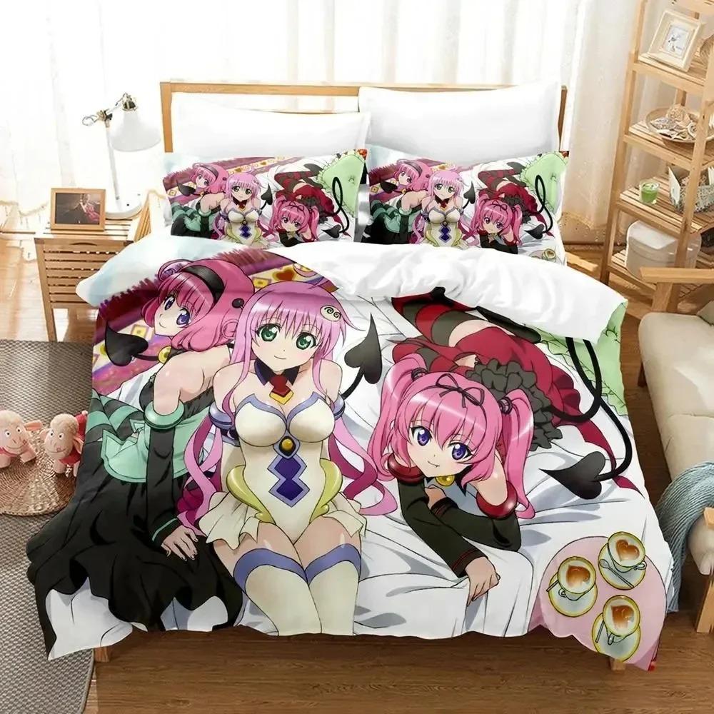 Аниме Yami To LOVE-Ru Постельный комплект Пододеяльник Комплект для кровати Покрывало Наволочка Одеяло Кинг Размер Королева Размер Мальчики Взрослые