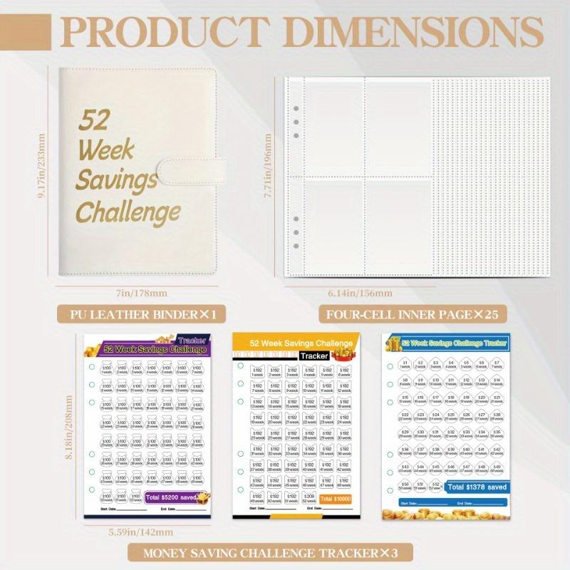 1 комплект, 25 конвертов, клейкая лента Saving Money Challenge, хранение 52 недели. Блокнот для экономии бюджета. Saving Money Challenge.