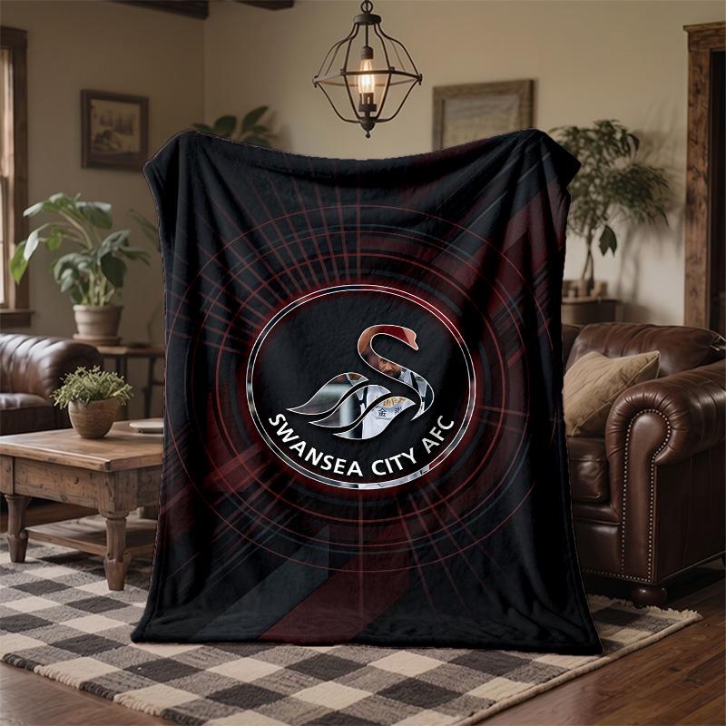 Swansea City Theme Fleece Blanket Cozy Soft Plush Blanket For Bedroom Couch Travel