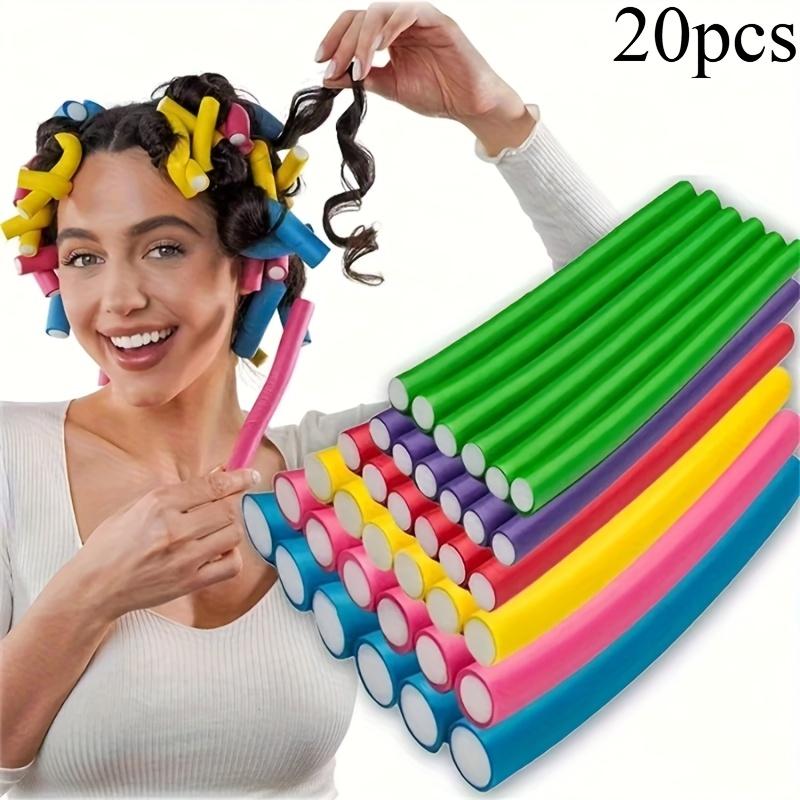 20Pcs Flexible Heatless Hair Rollers Soft Foam Twist Curl Rods for DIY Curly Hair Styling Random Colors 14x240mm Set