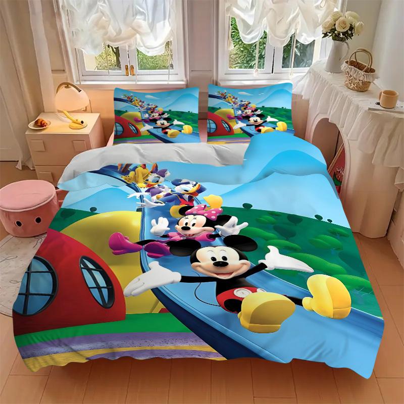 Mickey Mouse Clubhouse Adventure Print 3Pcs Bedding Setduvet Cover With 2 Bedropillowcase Home Birthday Gift