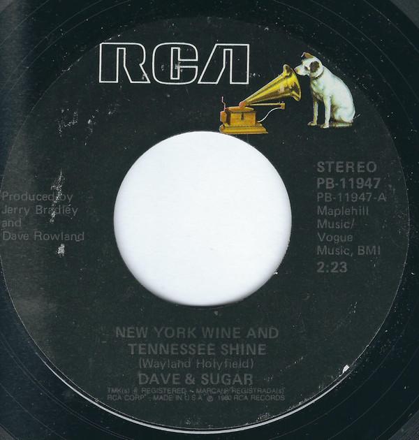 7-дюймовая пластинка DAVE & SUGAR - New York Wine And Tennessee Shine PB11947 RCA 1980 США Фолк Б/У