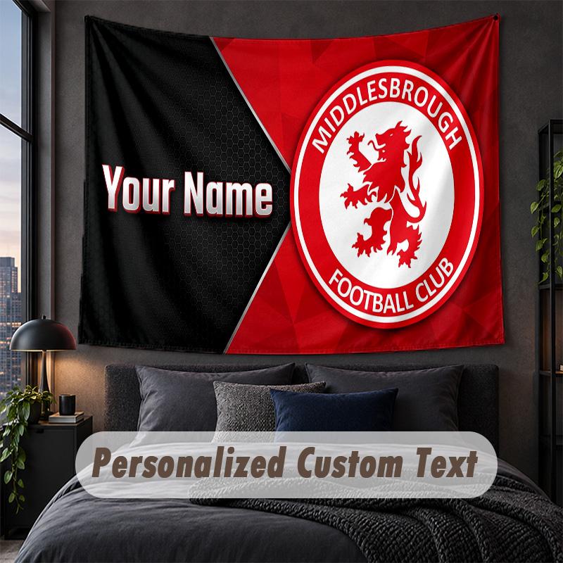 Custom Name Text Tapestry,Middlesbrough FC Decorative Wall Hanging, Background Tapestry For Home Bedroom