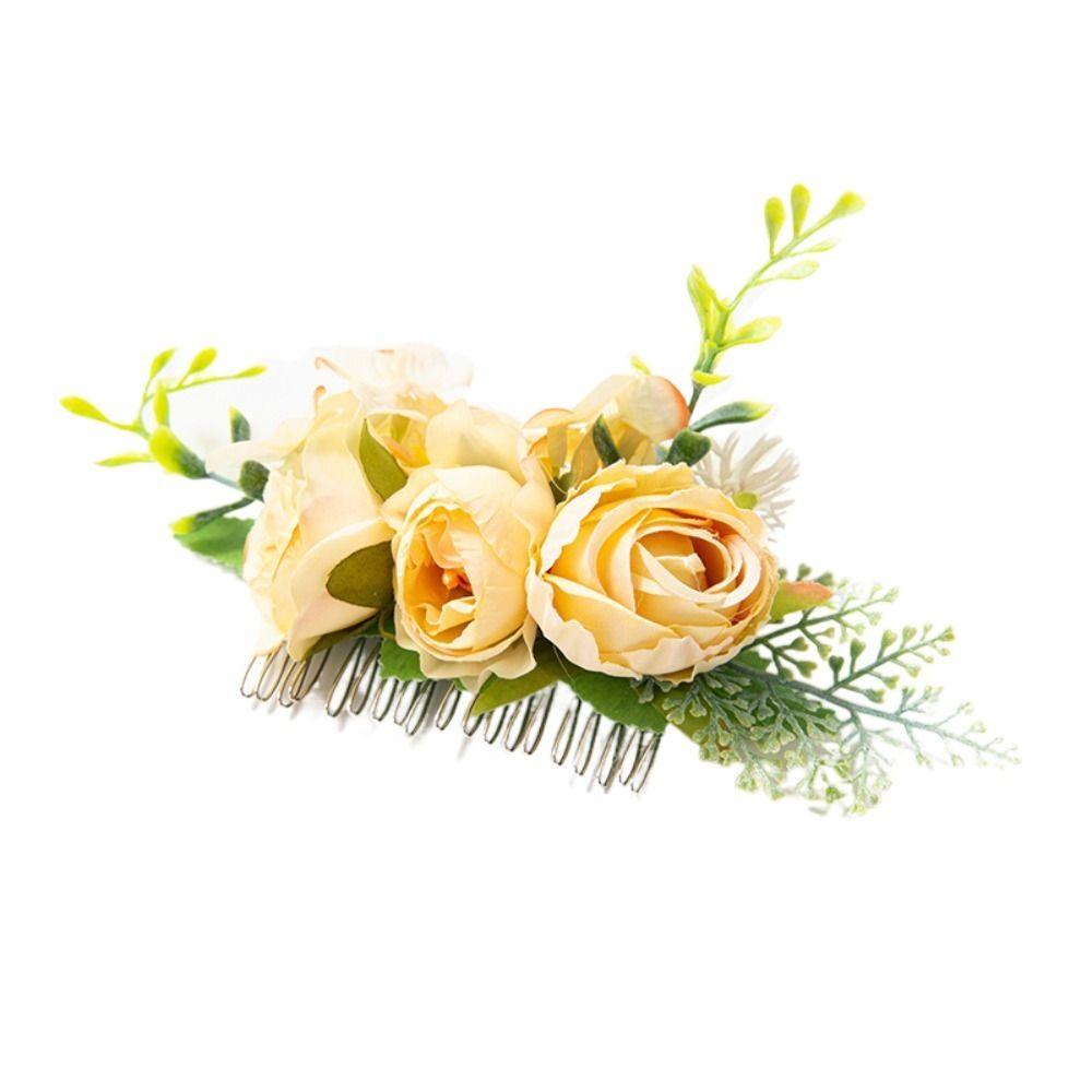 Расческа с цветком и листьями, расческа для волос, свадебные хрустальные украшения для волос, свадебные аксессуары для волос