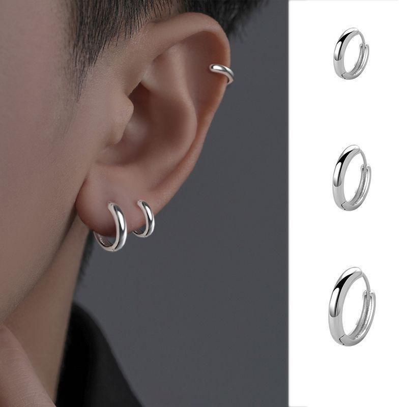Titanium Steel 2/2.5mm Pipe Thickness Multi Size Round Hoop Earrings For Men Classic Jewelry of Accessories