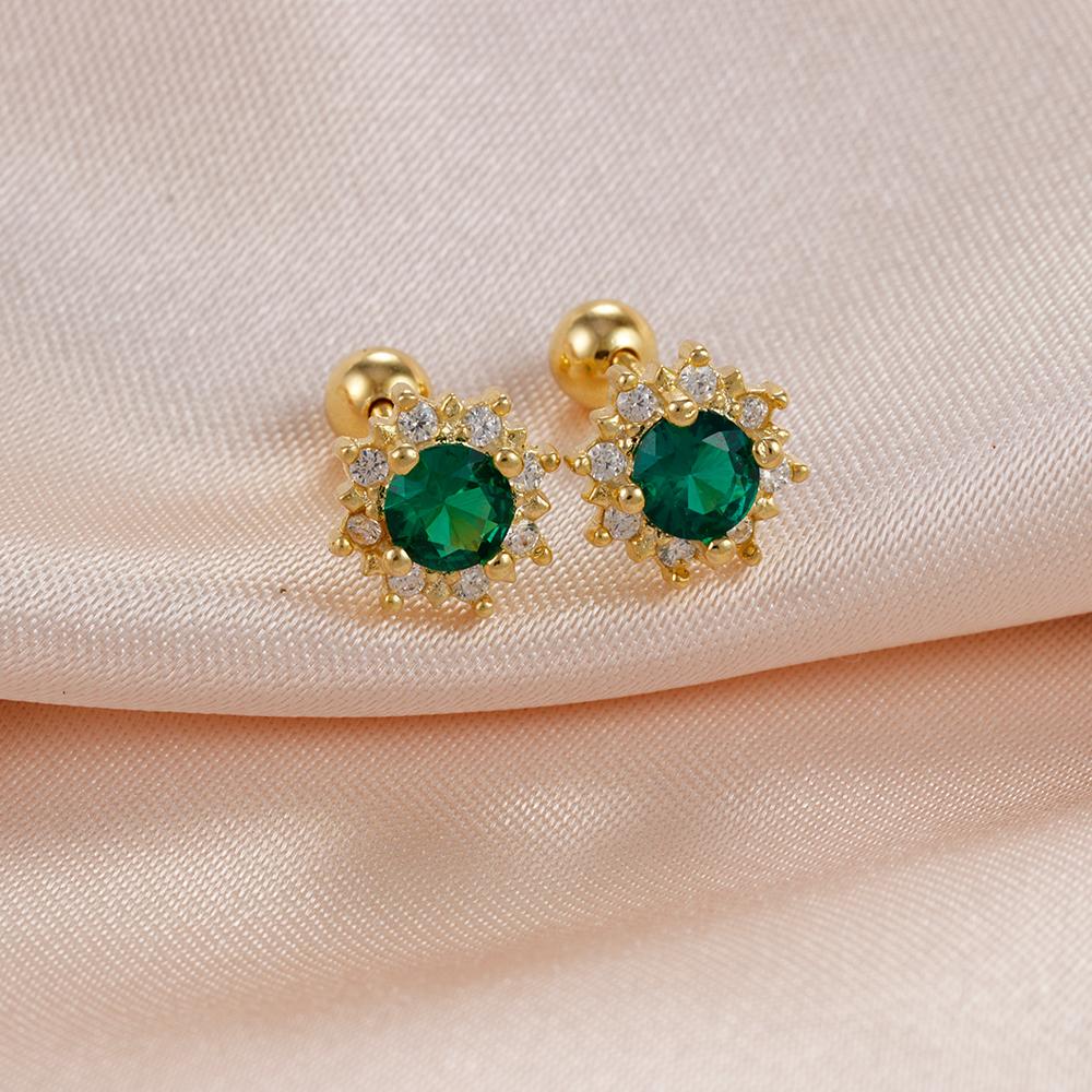 Классические серьги-гвоздики из нержавеющей стали с минимальным кристаллом в форме цветка для женщин, простые модные серьги-гвоздики золотого цвета для пирсинга, ювелирные изделия для вечеринок