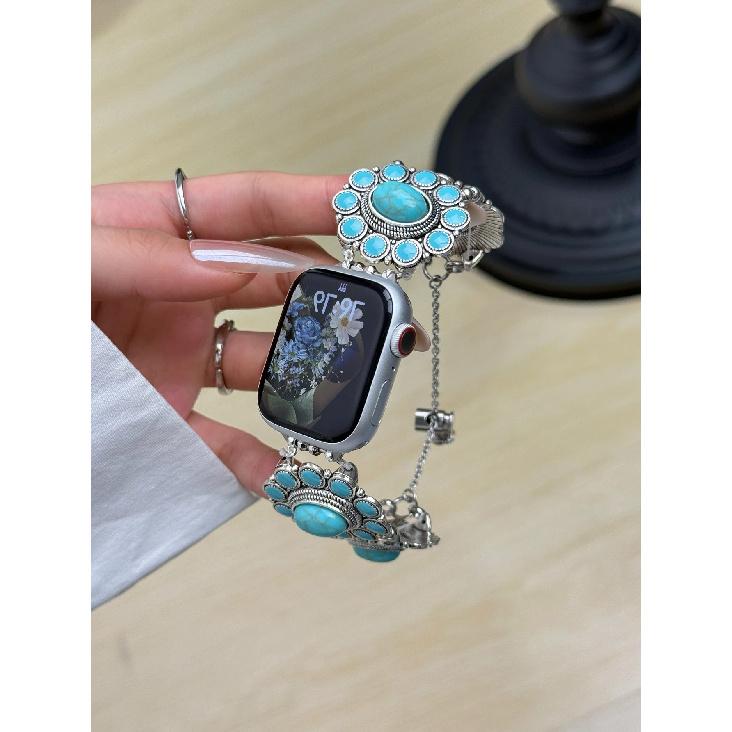 Turquoise bracelet Metal link For Apple Watch band Series 8/7/6/10/9 40mm 41mm 38mm 42mm 44mm 45mm 46mm Strap