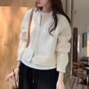 Fashion Solid Elegant Round Neck Zipper Sweater Jacket Women Autumn Winter Loose Short Knitted Cardigan Tops Women Long Sleeve Casual Cardigans 24915
