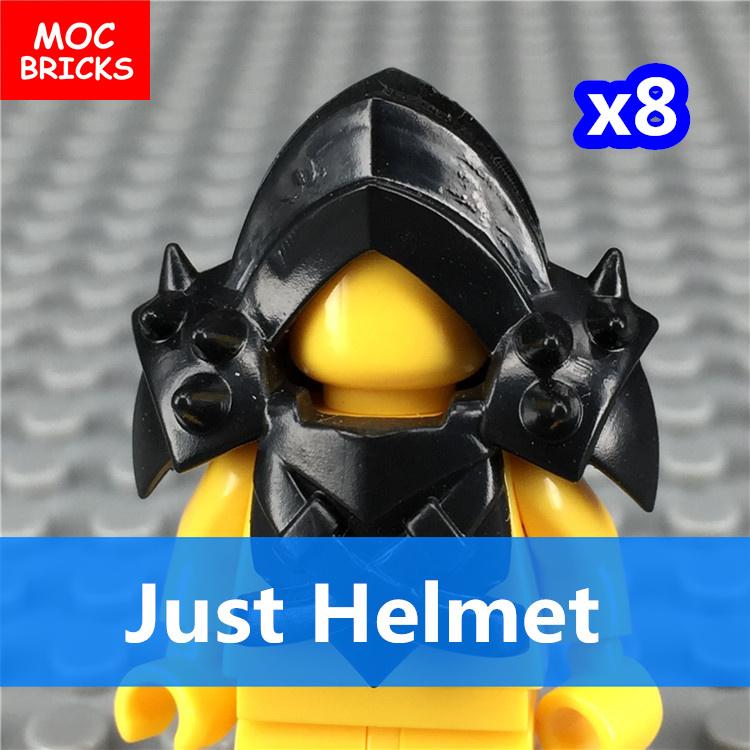 MOC Кирпичи Черный Меч Щит Копье Алебарда Шлем Средневековые Рыцари Рим Фигурка Действия Образовательный Строительный Блок Подарки