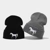 Personalized fashion horse embroidery knitted hat autumn and winter warm hat outdoor windproof ear protection wool hat versatile cold hat tide