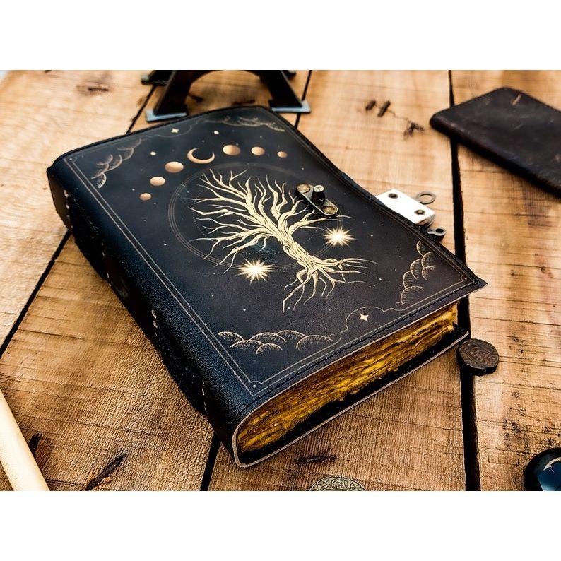 Leather Journal Tree of Life - Genuine Leather Notebooks For Women - Beautiful Journal For Sketches Book Traveling Book Blank Spell Book