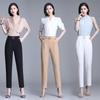 High Waist Elastic Harem Pants for Women Commuter Casual Capri Pants Fashion Solid Color Pockets Sashes Trousers 4XL