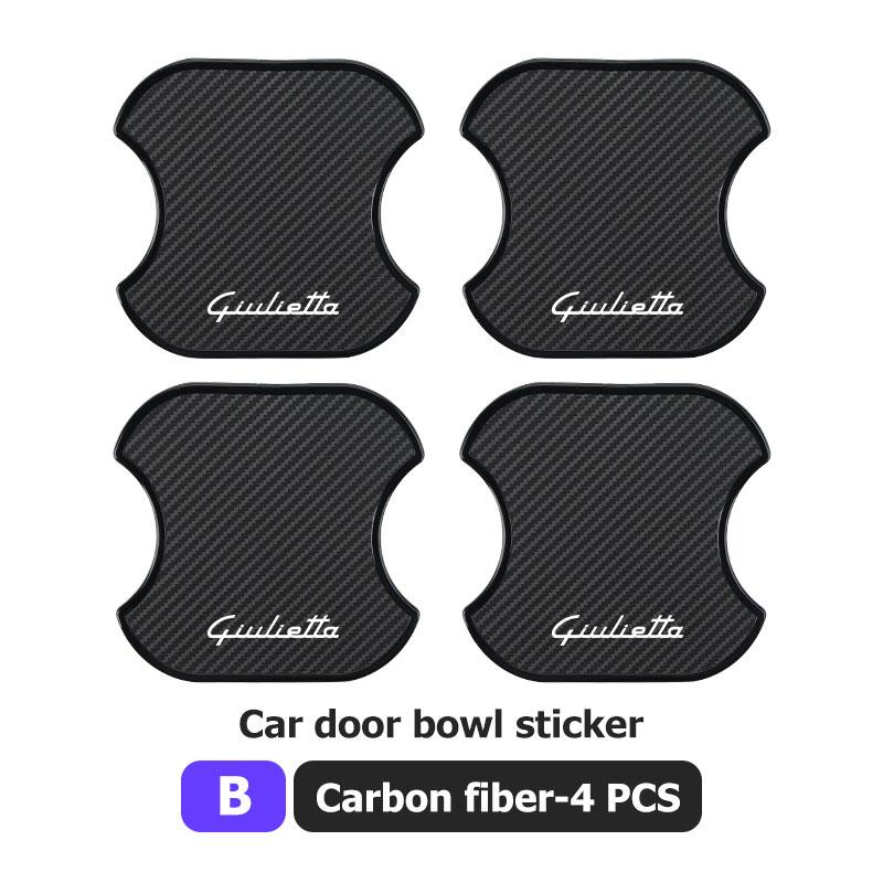 2026 Hot Alfa Romeo 4PCS Carbon Fiber Car Door Handle Protection Sticker Emblem Accessories For Alfa Romeo Giulietta GT 159 147 