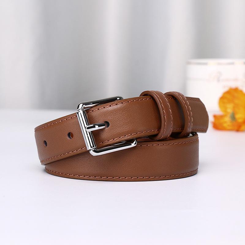 Japan And Korea Sweet Lady Style Leather Belt Women'S First Layer Cowhide Jeans Decorative Belt Pin Buckle Versatile Belt