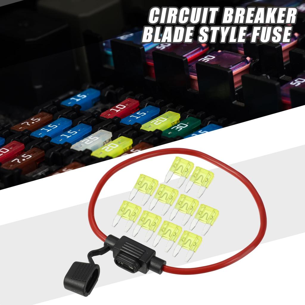 A ABSOPRO Fuse Holder 20A Mini Style Fuse 12 AWG Fuse Holder Waterproof