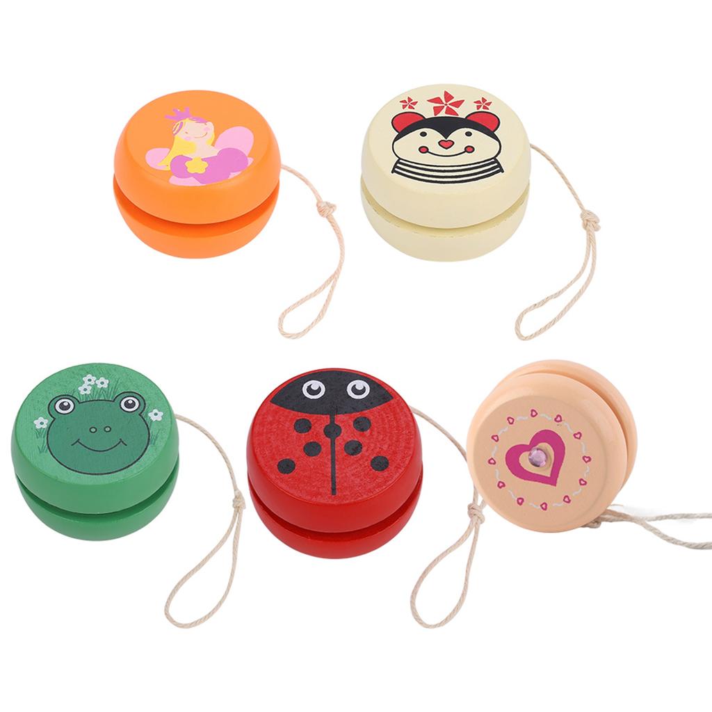 Йо-йо Милый мультяшный узор Деревянный шар йо-йо Обучение в раннем возрасте для ребенка Деревянный йо-йо