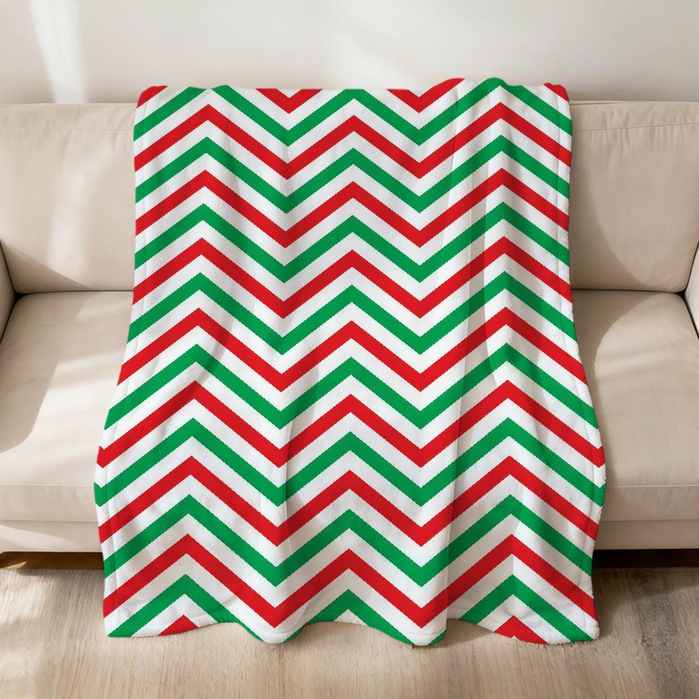 Christmas Pattern Red Green Stripes Flannel Soft Warm Plush Blanket Sofa Living Room Pet Hogar Bedroom Gift Home Car Portable