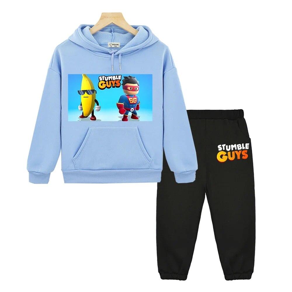 Stumble Guys Hooded Sets Casual Sweatshirt Boy Girl Anime Hoodie Y2k Clothes Autumn Pullover Fleece Jacket Kids Boutique Clothes