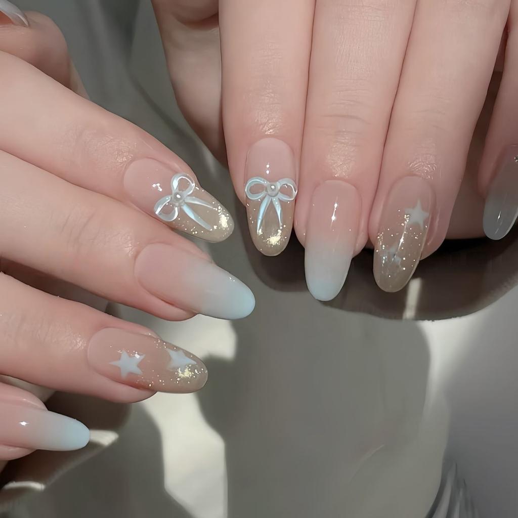French gilt hand-painted cat's eye pure handmade wearing nail bow whitening atmosphere nail patch fake nail