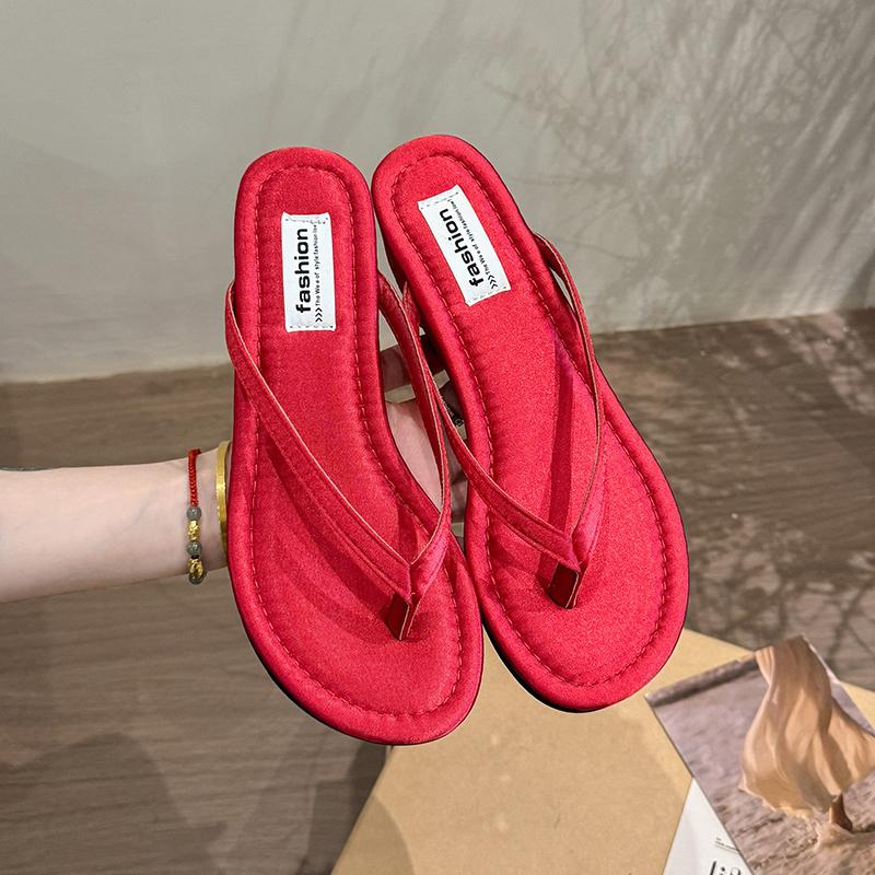 Летние женские шлепанцы на танкетке с открытым носком, лаконичные, для вечеринок, платья, слайды, женские, для улицы, пляжа, сандалии