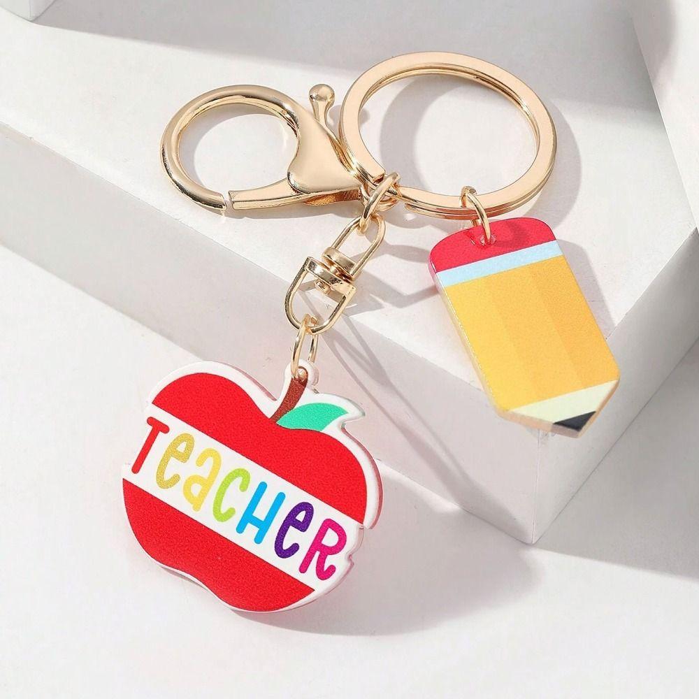 English Letter Pencil Keychain Geometric Shape Teacher Education Pendant  Graduation Ceremony