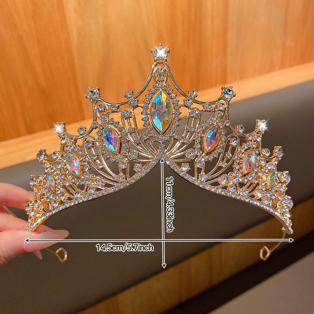1 корона из сплава со стразами модная корона темперамента сладкий стиль повязка на голову подходит для дней рождений и выступлений в качестве аксессуара для волос