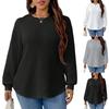 Women's Plus Size Fashion Casual Solid Color Square Check Pullover Sweatshirt Top Hoodie