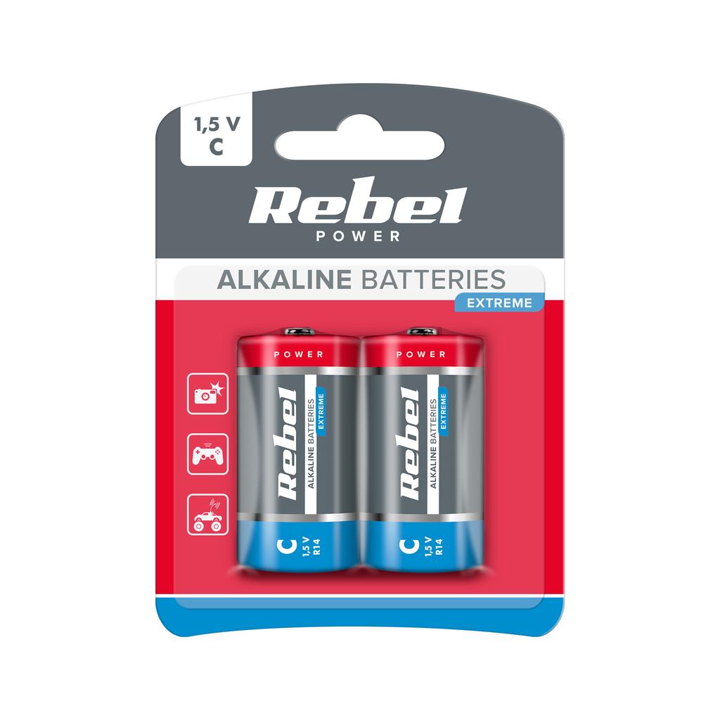 2x Rebel Extreme LR14 R14 C Alkaline Battery