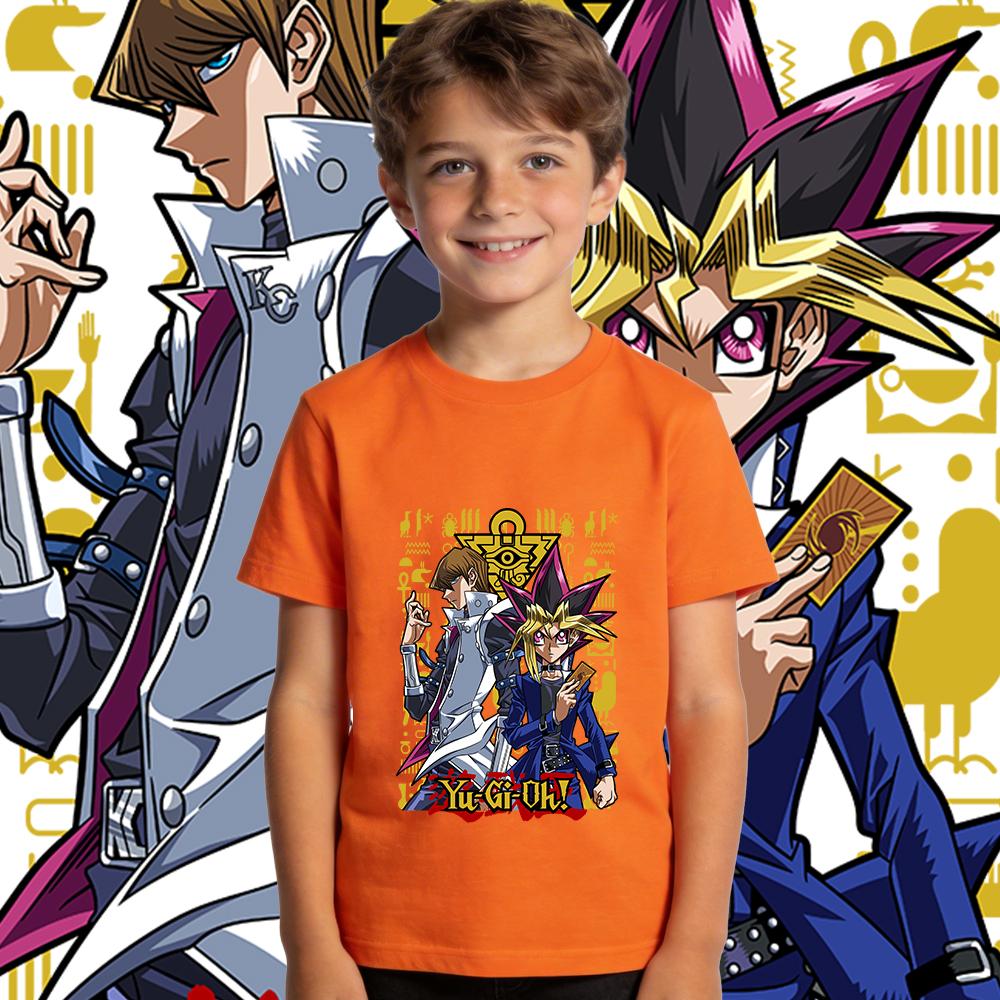 Yu Gi Oh Seto x Yugi Anime Print Cotton T Shirt for Boys and Girls Kids Casual Soft Breathable Top