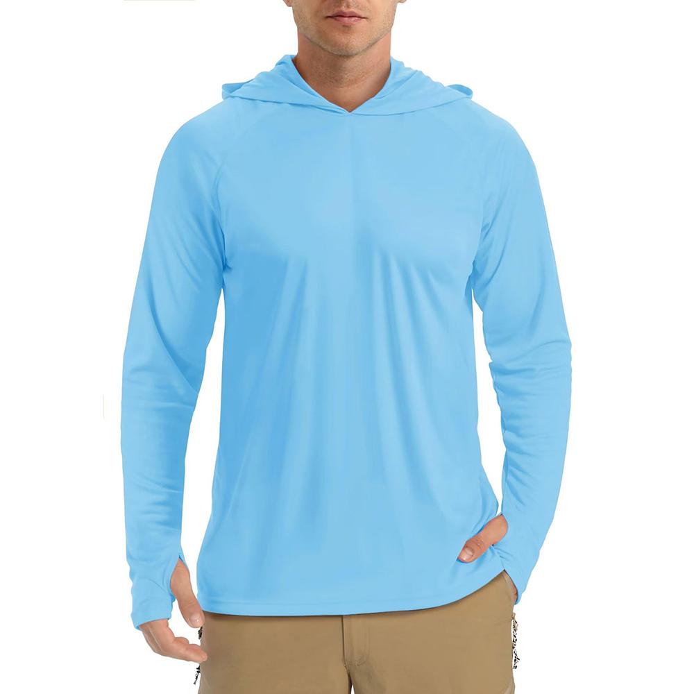 UPF 50+ Men's Long Sleeve T-Shirts Hoodies Sun/UV Protection Outdoor Hiking T-Shirt Sunscreen Shirts Tops Male Hoodie