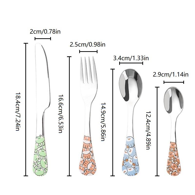 1/4 шт. Набор столовых приборов из нержавеющей стали, мультяшные животные, милая вилка, детская ложка, вилка, столовая посуда, детская посуда, подарок