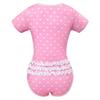 Pajamas with Ruffles Smooth Silky Texture Bodysuit Pink 2XL [LittleForBig] Women's [Embarrassing Baby]
