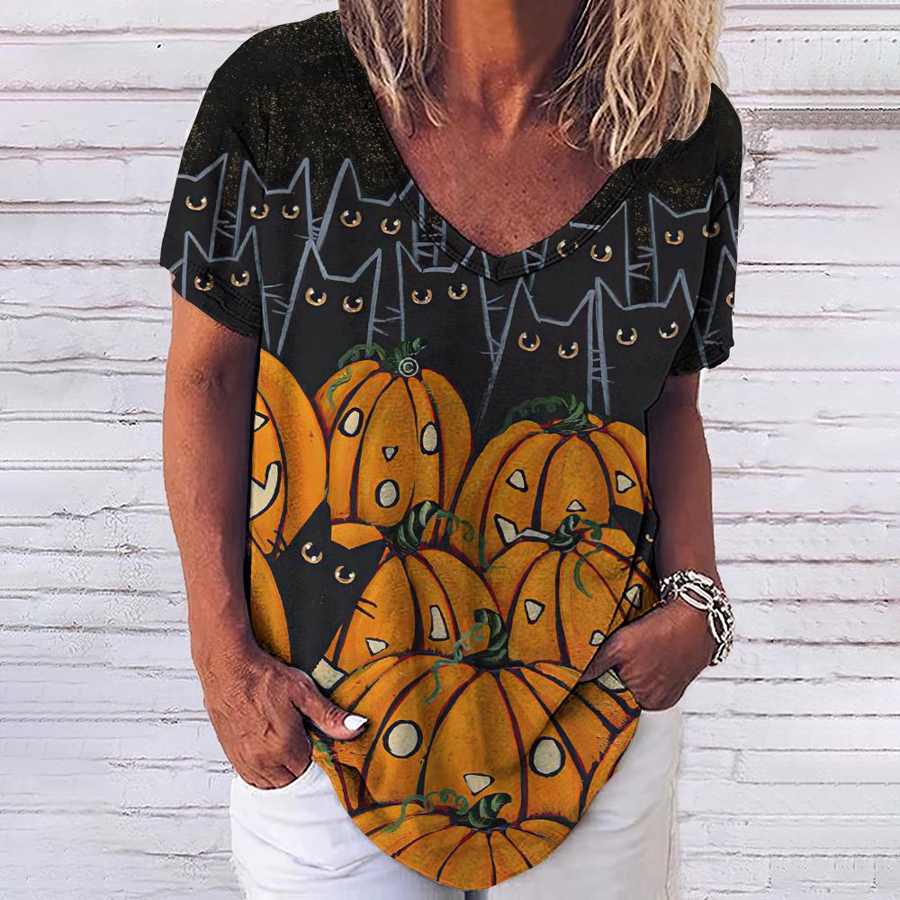 Женская футболка с 3d модным принтом кота, v-образным вырезом и коротким рукавом, базовые топы, уличная одежда, летняя повседневная женская одежда больших размеров, 5XL