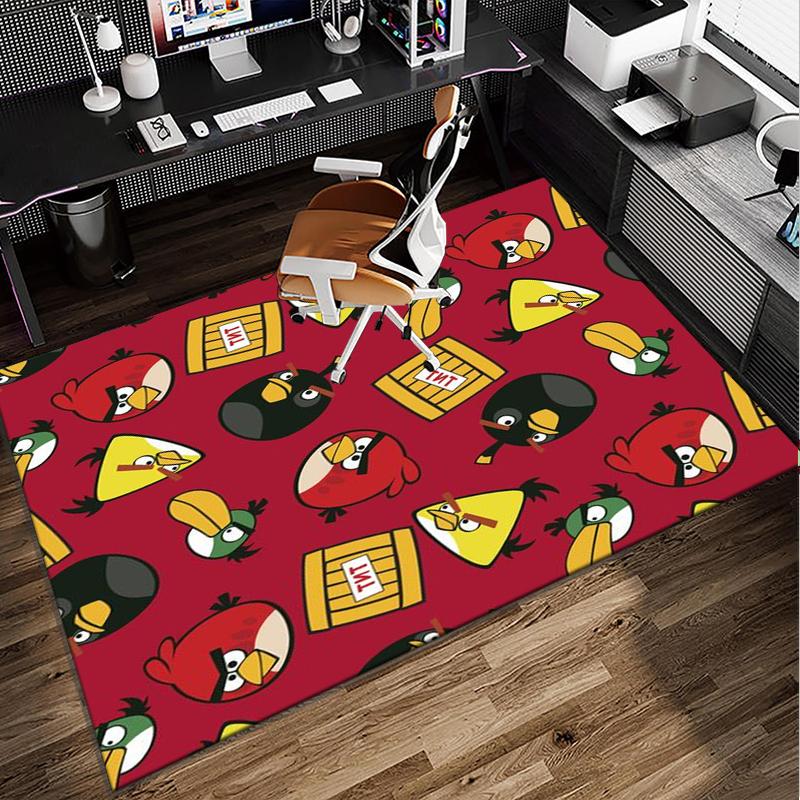 Red Birds Characters Collage Office Rug Chair Mat, Game Carpet, Suitable for Front Door, Bedroom, Living Room, Desk, Holiday Gift