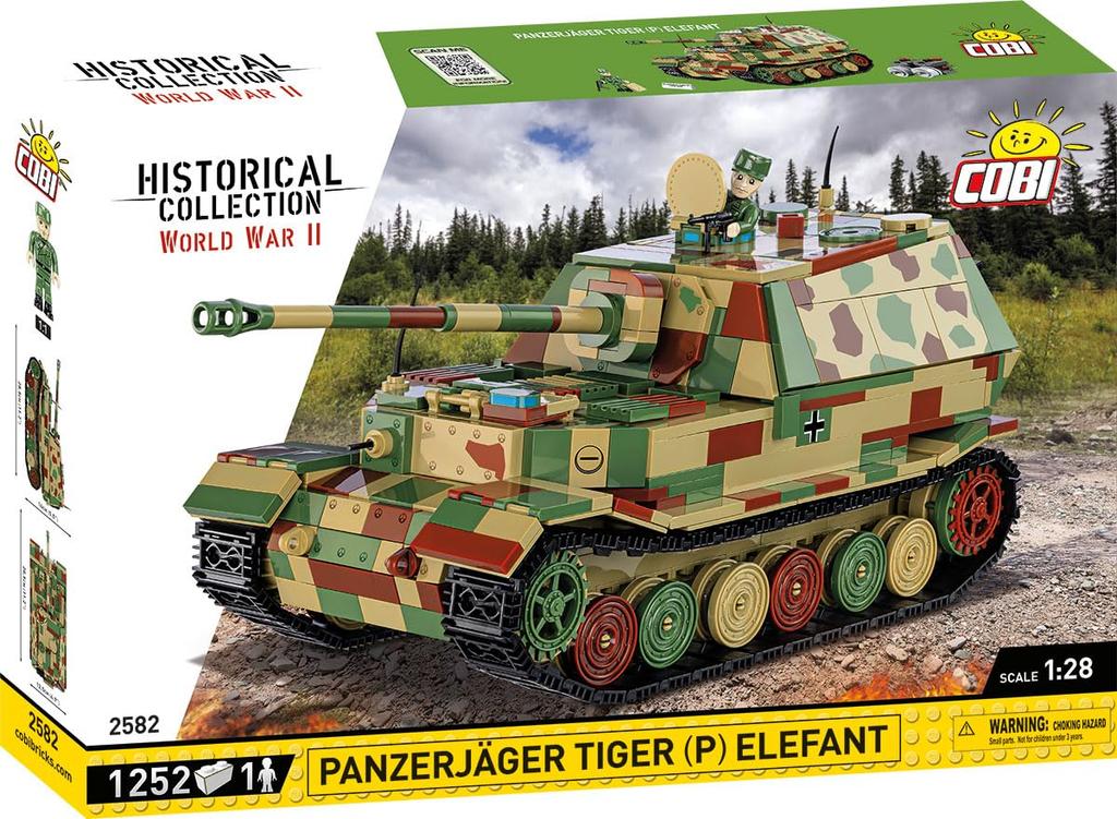 COBI 2582 Истребитель танков Тигр Элефант HC Вторая мировая война 1:28 Кирпичный Модель Танка 1252шт
