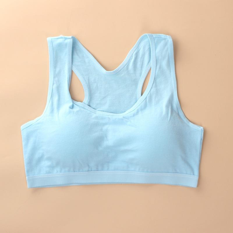 Спортивный бюстгальтер для девочек-подростков, хлопковое нижнее белье для спортзала, тренировочный жилет, молодой беспроводной бюстгальтер с накладкой на грудь