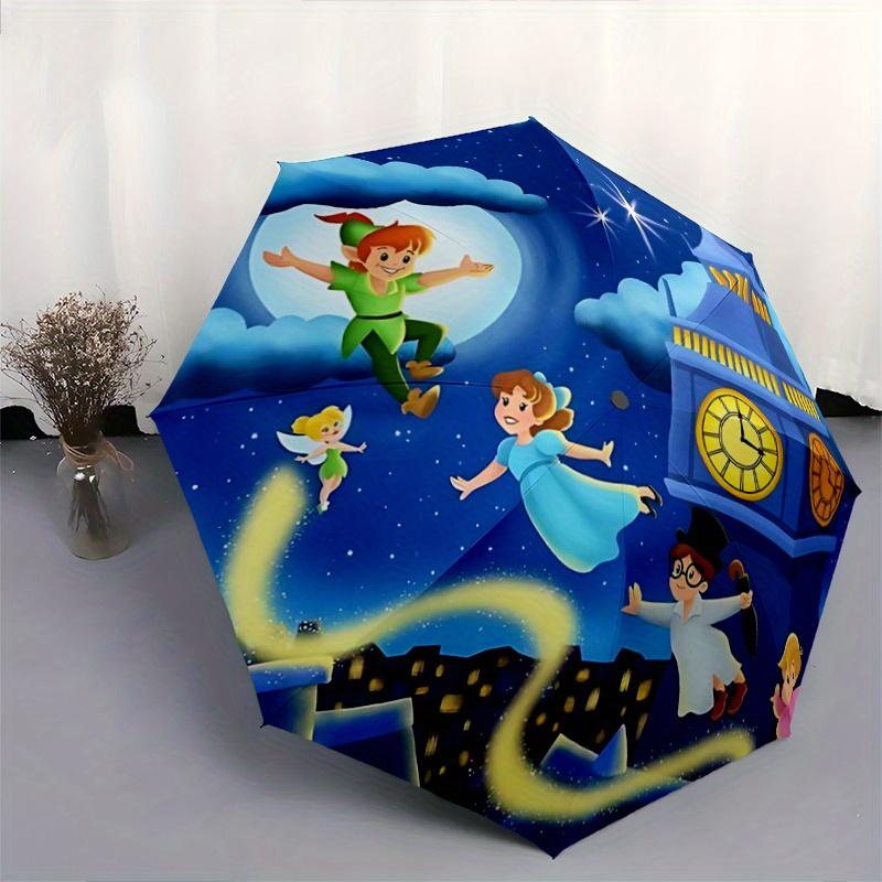 1pc Peter Pan's Midnight Adventure Pattern Automatic Umbrella is Fashionable and Good-Looking, a Portable 3-Fold Umbrella, Suitable for Trav