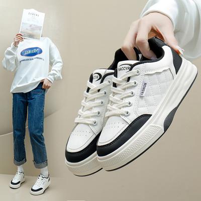 Женские повседневные массивные кроссовки на платформе, легкие кроссовки без шнуровки, дышащие прогулочные кроссовки из искусственной кожи, теннисные спортивные туфли на шнуровке для женщин