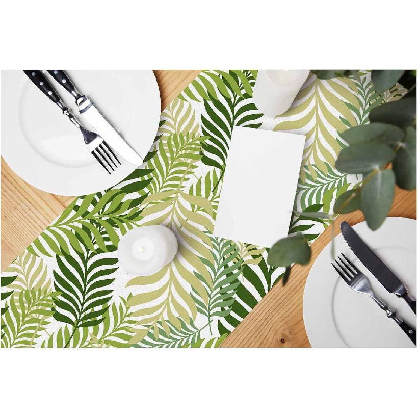 HOSNYE Table Runner Brown Leopard Pattern,Cotton Linen Table Runner Decoration for Kitchen Family Dinner Table Holiday Party Farmhouse Style 13 x 72