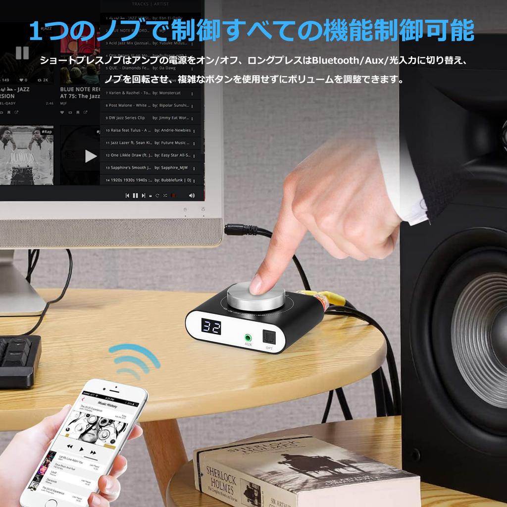 Nobsound Q10 Bluetooth цифровой усилитель стерео аудио мощность усилителя адаптер не AUX/оптический 100 Вт+100 Вт (Включено питание)