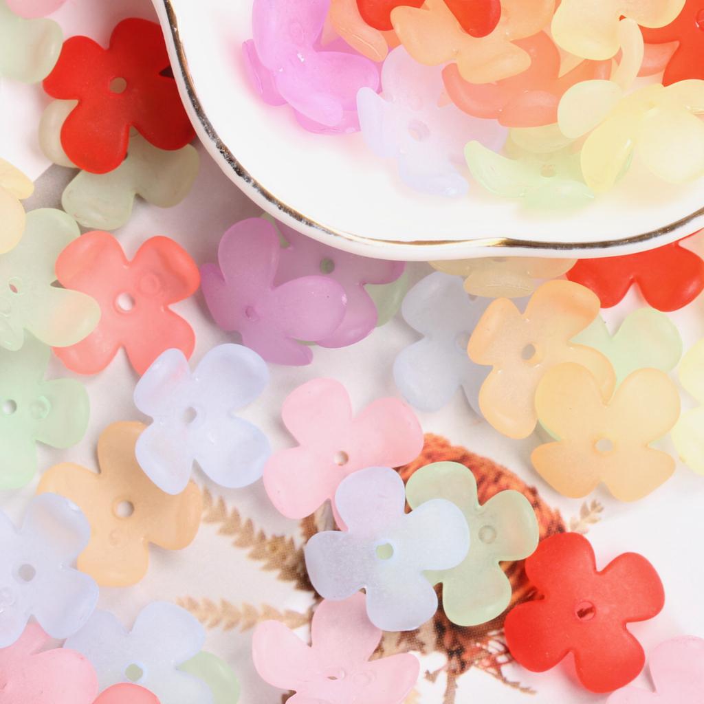 Unisex Fashion Frosted Beads 200pcs Bracelet Necklace Floret Receptacle Fashion Warm Color Handmade Acrylic DIY Jewelry Accessories Materials 15mm